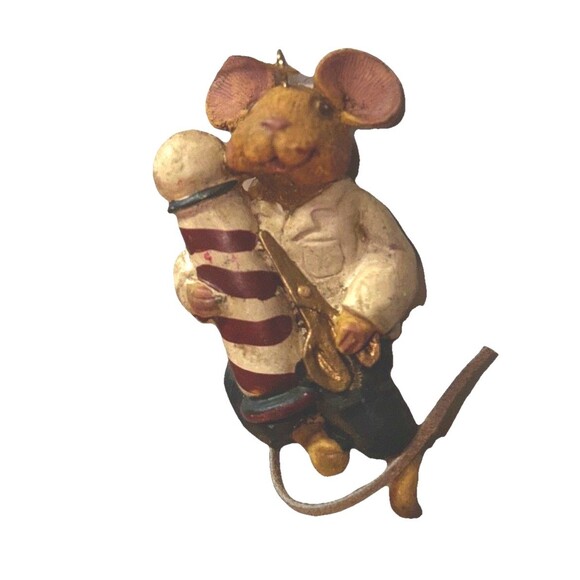 Kurt Adler Christmas Ornament Hole In The Wall Gang Mouse Holding Barber Pole - Picture 1 of 6